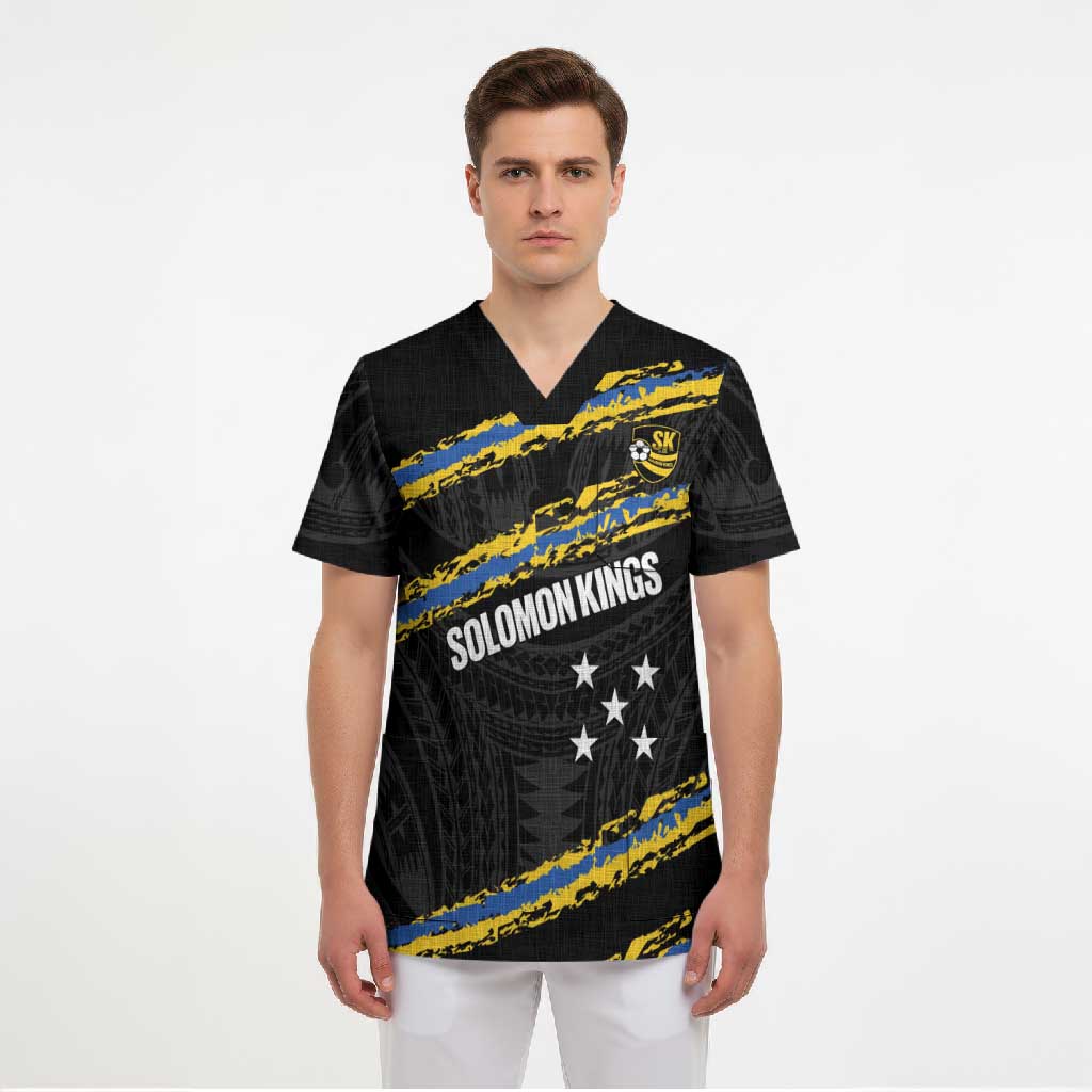Kings Solomon Islands Football Custom Scrub Top Come On Solomons Polynesian Grunge Style