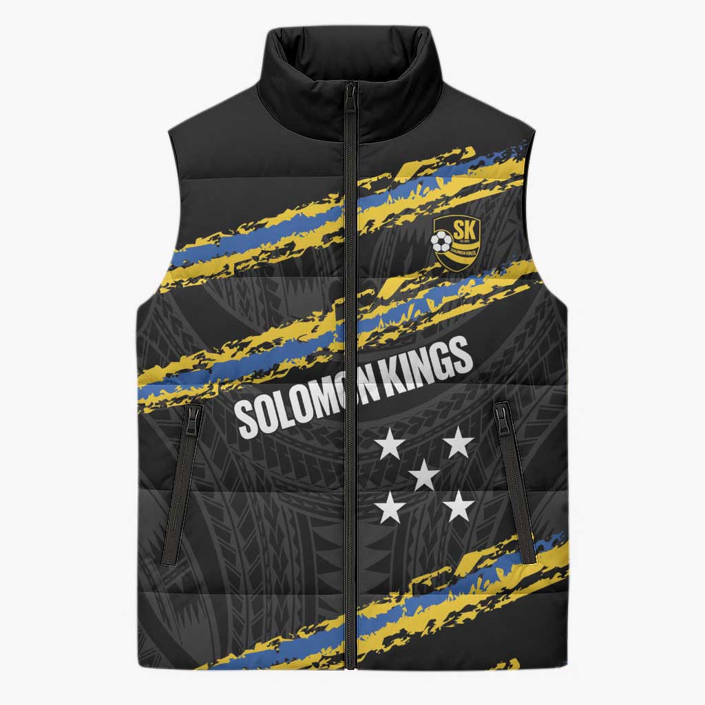 Kings Solomon Islands Football Custom Sleeveless Puffer Jacket Come On Solomons Polynesian Grunge Style
