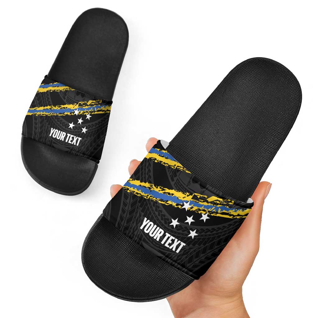 Kings Solomon Islands Football Custom Slide Sandals Come On Solomons Polynesian Grunge Style