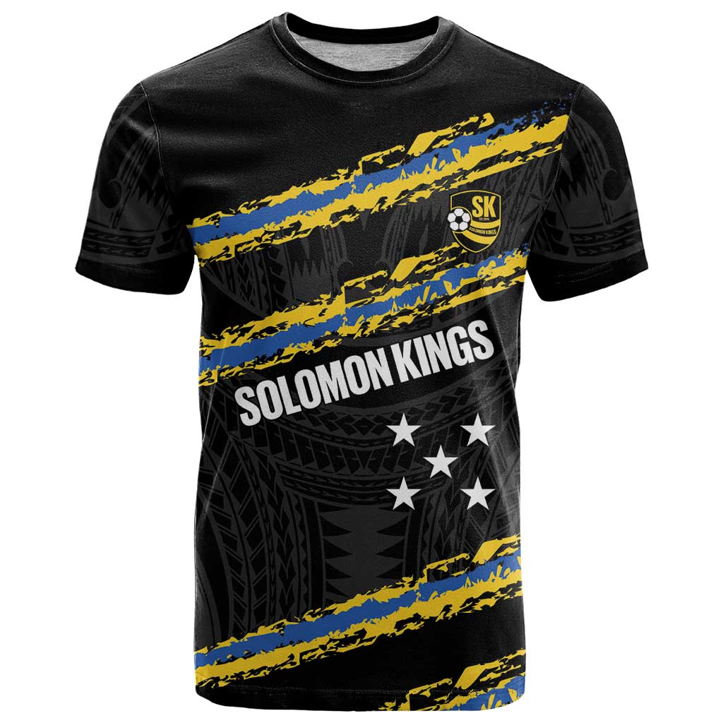 Kings Solomon Islands Football Custom T Shirt Come On Solomons Polynesian Grunge Style