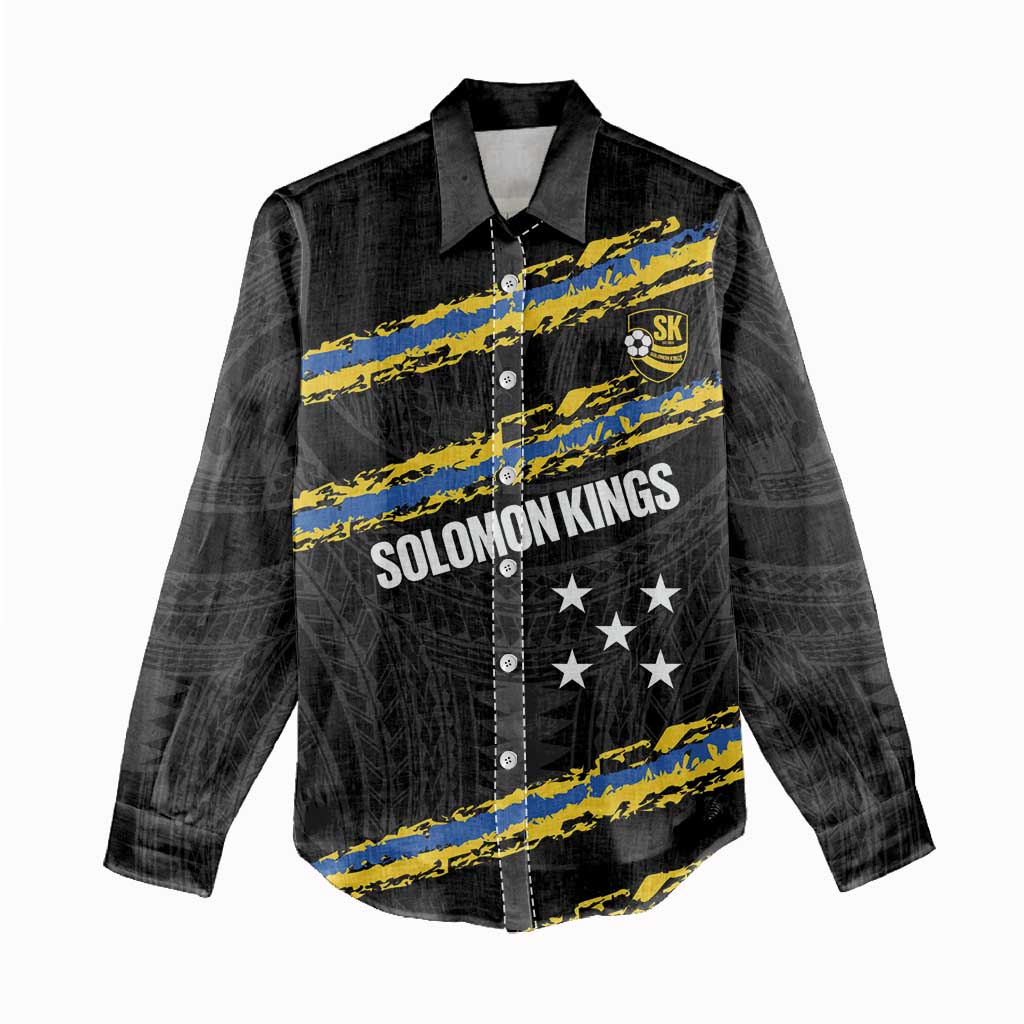 Kings Solomon Islands Football Custom Women Casual Shirt Come On Solomons Polynesian Grunge Style