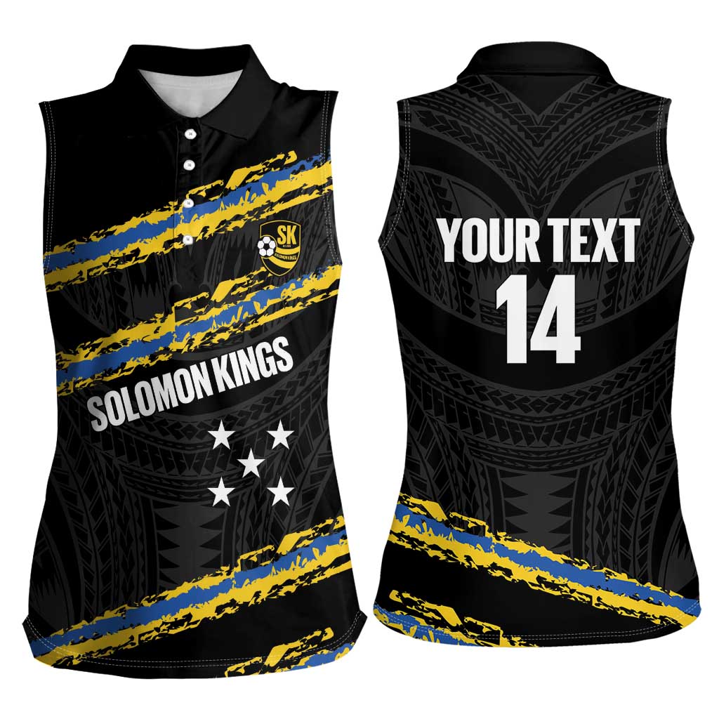 Kings Solomon Islands Football Custom Women Sleeveless Polo Shirt Come On Solomons Polynesian Grunge Style