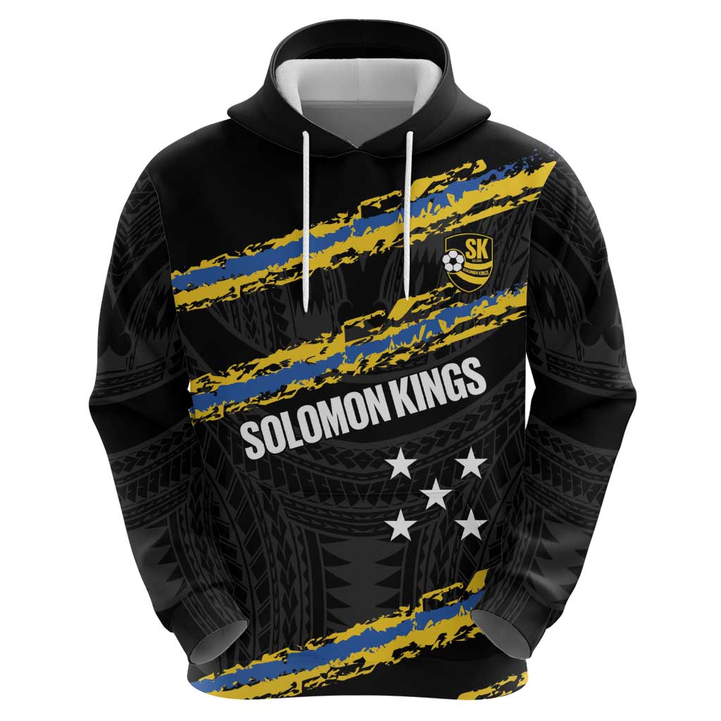 Kings Solomon Islands Football Custom Zip Hoodie Come On Solomons Polynesian Grunge Style