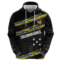 Kings Solomon Islands Football Custom Zip Hoodie Come On Solomons Polynesian Grunge Style