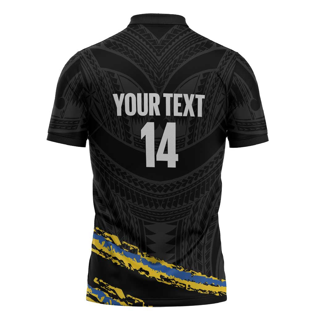 Kings Solomon Islands Football Custom Zipper Polo Shirt Come On Solomons Polynesian Grunge Style