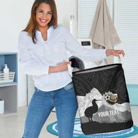 New Zealand South Island Football Custom Laundry Basket Aoraki Mount Cook With Kiwi Maori Pattern