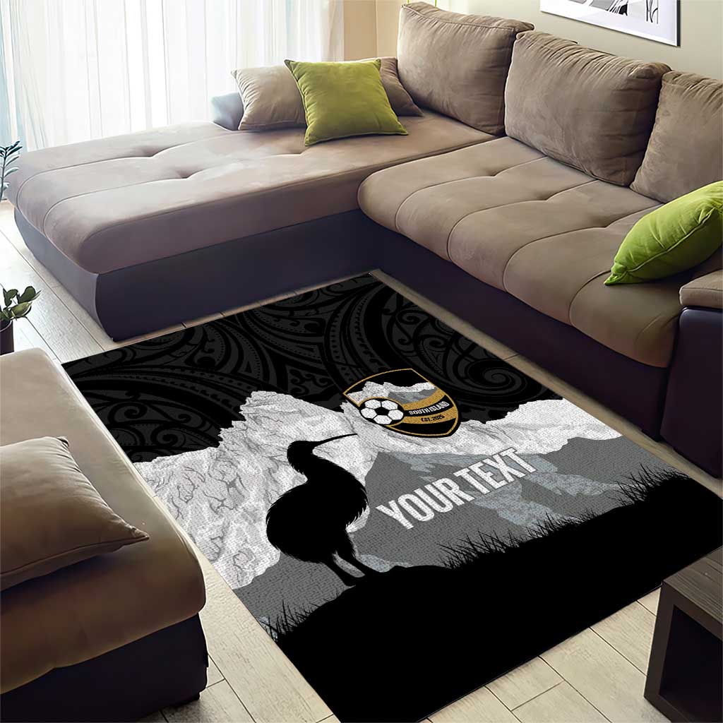 New Zealand South Island Football Custom Area Rug Aoraki Mount Cook With Kiwi Maori Pattern LT14 - Polynesian Pride