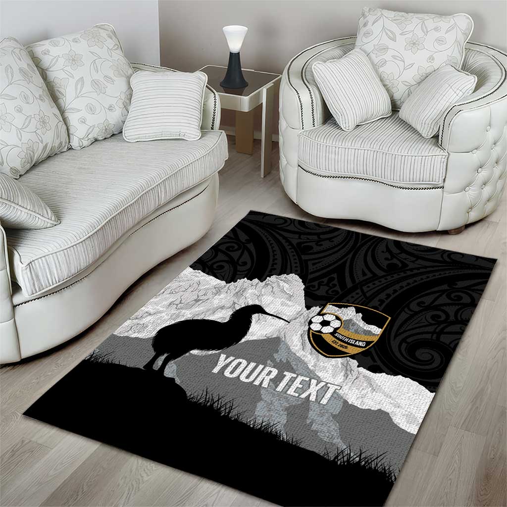 New Zealand South Island Football Custom Area Rug Aoraki Mount Cook With Kiwi Maori Pattern LT14 - Polynesian Pride
