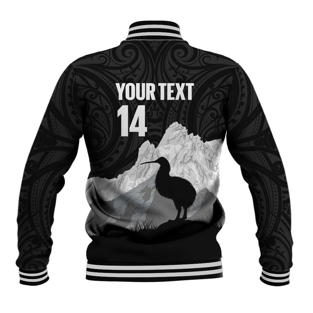New Zealand South Island Football Custom Baseball Jacket Aoraki Mount Cook With Kiwi Maori Pattern