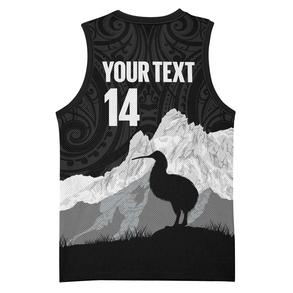 New Zealand South Island Football Custom Basketball Jersey Aoraki Mount Cook With Kiwi Maori Pattern LT14 - Polynesian Pride