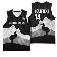 New Zealand South Island Football Custom Basketball Jersey Aoraki Mount Cook With Kiwi Maori Pattern LT14 - Polynesian Pride