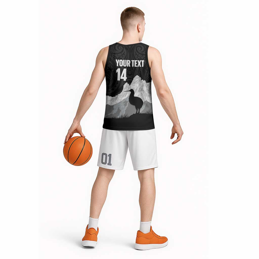 New Zealand South Island Football Custom Basketball Jersey Aoraki Mount Cook With Kiwi Maori Pattern LT14 - Polynesian Pride