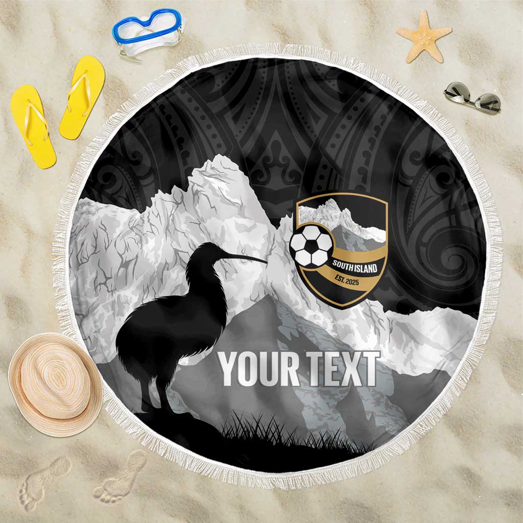 New Zealand South Island Football Custom Beach Blanket Aoraki Mount Cook With Kiwi Maori Pattern