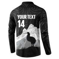 New Zealand South Island Football Custom Button Sweatshirt Aoraki Mount Cook With Kiwi Maori Pattern