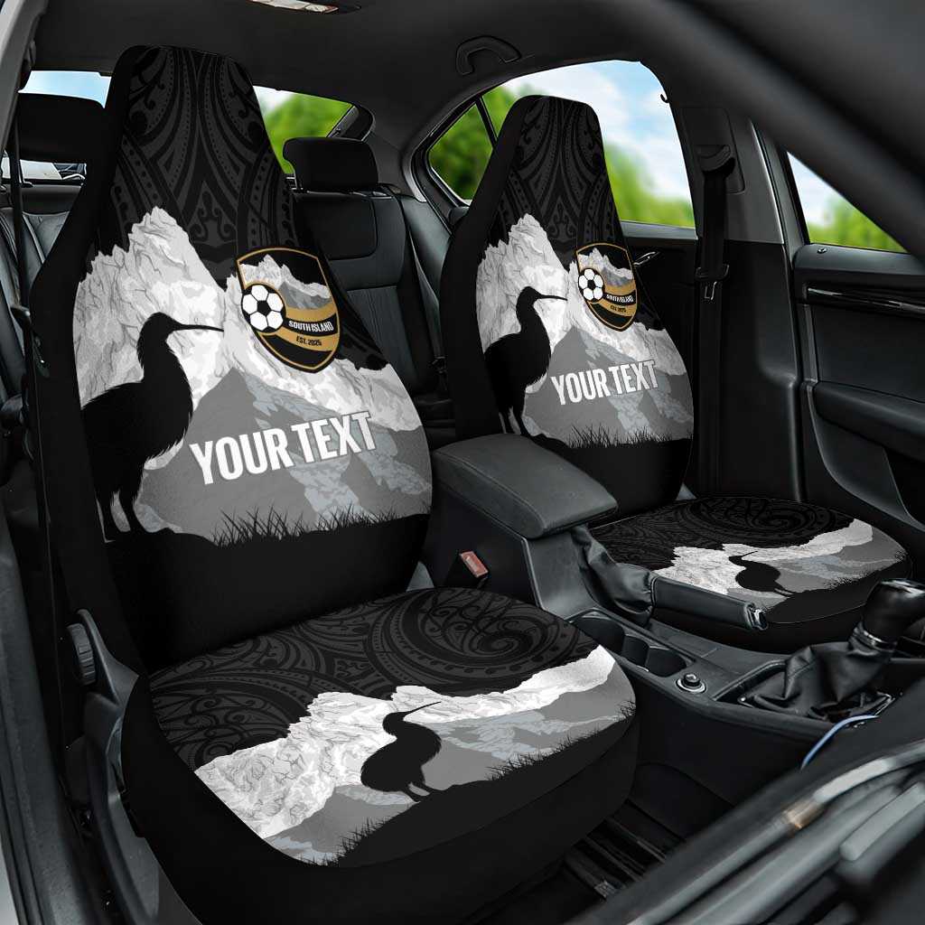New Zealand South Island Football Custom Car Seat Cover Aoraki Mount Cook With Kiwi Maori Pattern LT14 One Size Black - Polynesian Pride