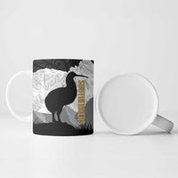 New Zealand South Island Football Custom Ceramic Mug Aoraki Mount Cook With Kiwi Maori Pattern