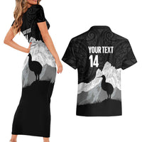 New Zealand South Island Football Custom Couples Matching Short Sleeve Bodycon Dress and Hawaiian Shirt Aoraki Mount Cook With Kiwi Maori Pattern LT14 - Polynesian Pride