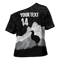 New Zealand South Island Football Custom Cross Shoulder Shirt Aoraki Mount Cook With Kiwi Maori Pattern LT14 - Polynesian Pride