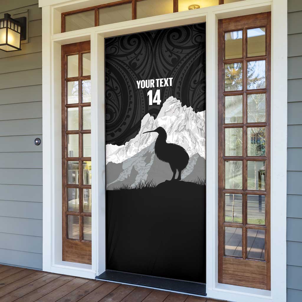 New Zealand South Island Football Custom Door Cover Aoraki Mount Cook With Kiwi Maori Pattern LT14 - Polynesian Pride