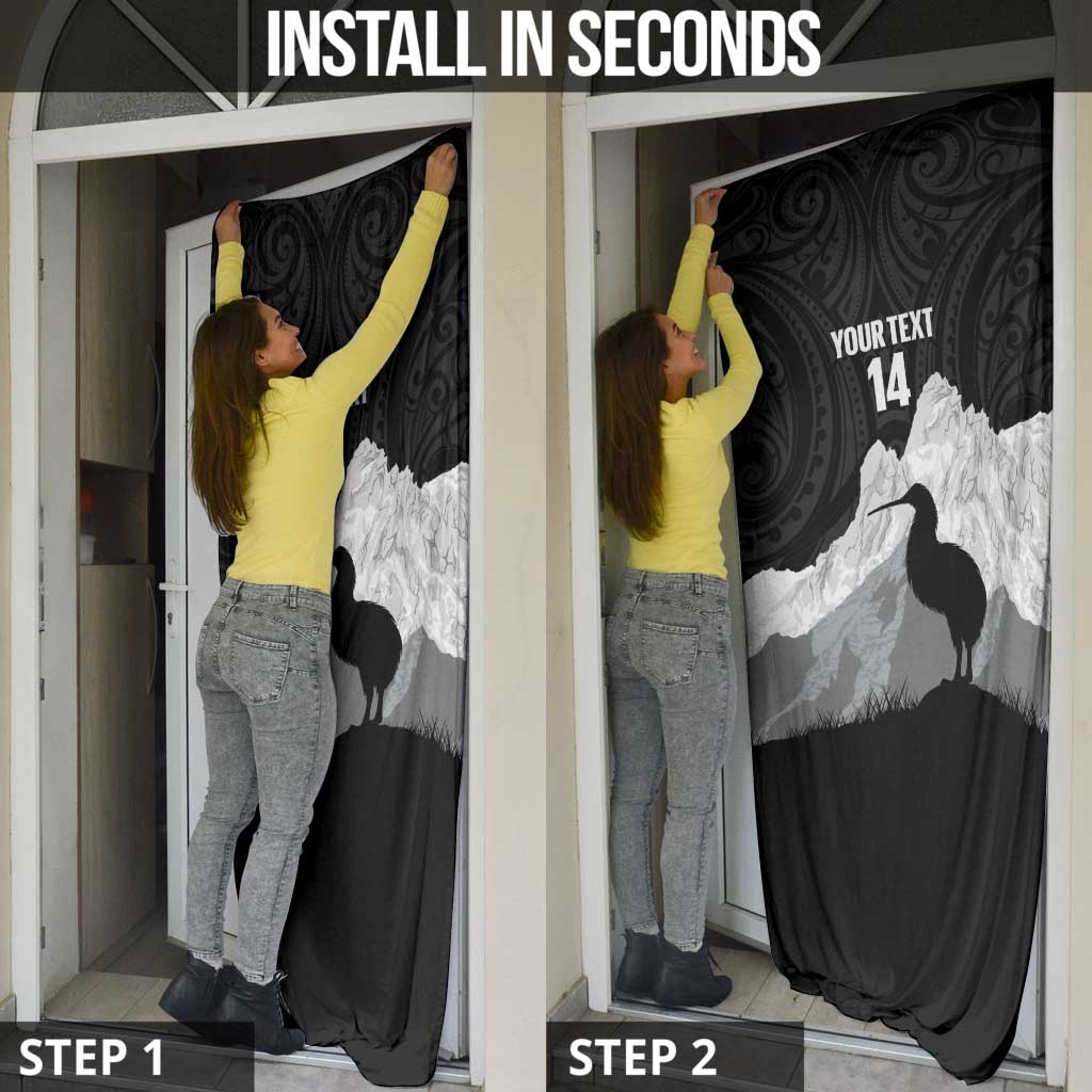 New Zealand South Island Football Custom Door Cover Aoraki Mount Cook With Kiwi Maori Pattern LT14 - Polynesian Pride