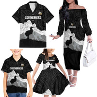 New Zealand South Island Football Custom Family Matching Off The Shoulder Long Sleeve Dress and Hawaiian Shirt Aoraki Mount Cook With Kiwi Maori Pattern LT14 - Polynesian Pride