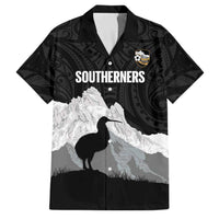 New Zealand South Island Football Custom Family Matching Off Shoulder Short Dress and Hawaiian Shirt Aoraki Mount Cook With Kiwi Maori Pattern LT14 Dad's Shirt - Short Sleeve Black - Polynesian Pride