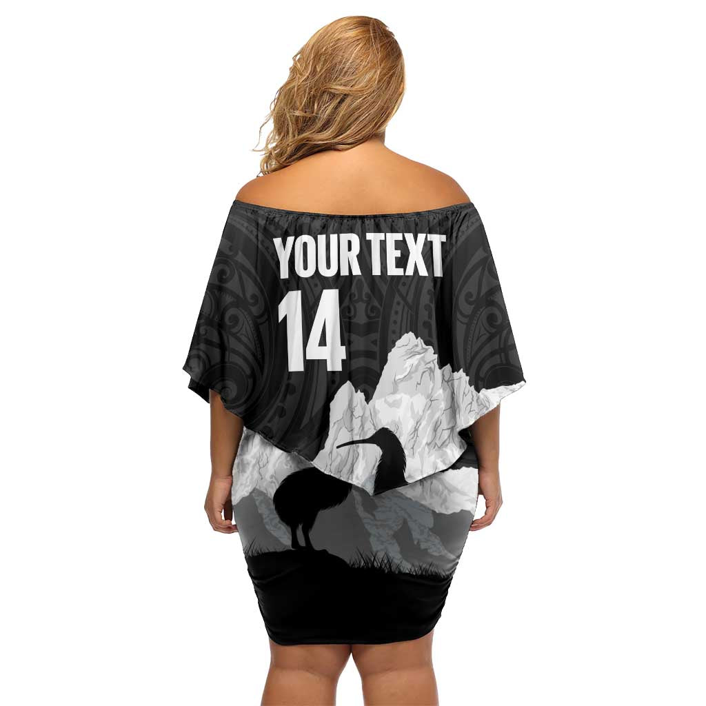 New Zealand South Island Football Custom Family Matching Off Shoulder Short Dress and Hawaiian Shirt Aoraki Mount Cook With Kiwi Maori Pattern LT14 - Polynesian Pride