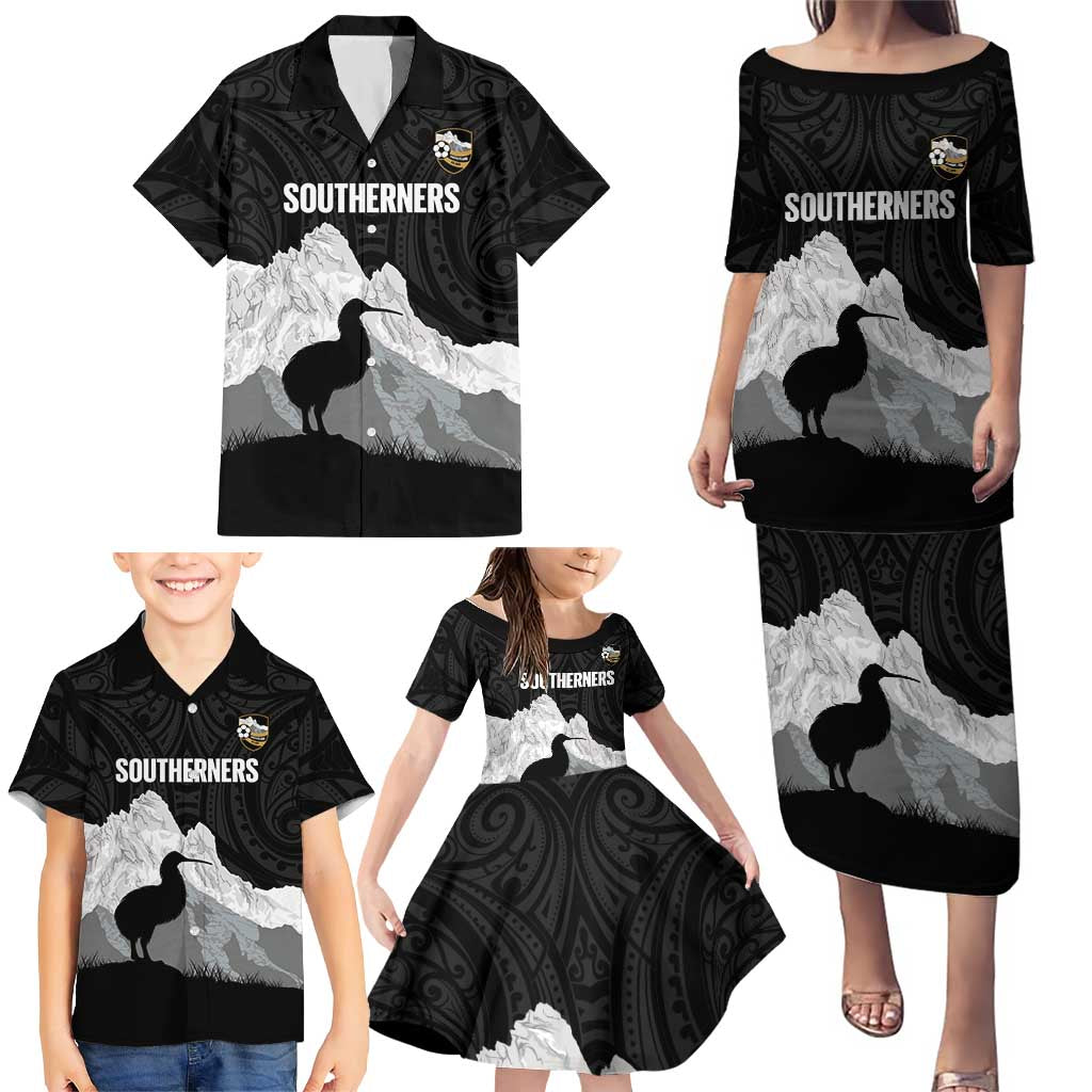 New Zealand South Island Football Custom Family Matching Puletasi and Hawaiian Shirt Aoraki Mount Cook With Kiwi Maori Pattern LT14 - Polynesian Pride