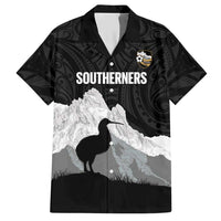 New Zealand South Island Football Custom Hawaiian Shirt Aoraki Mount Cook With Kiwi Maori Pattern LT14 Black - Polynesian Pride