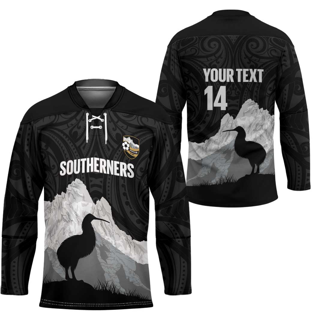 New Zealand South Island Football Custom Hockey Jersey Aoraki Mount Cook With Kiwi Maori Pattern LT14 - Polynesian Pride