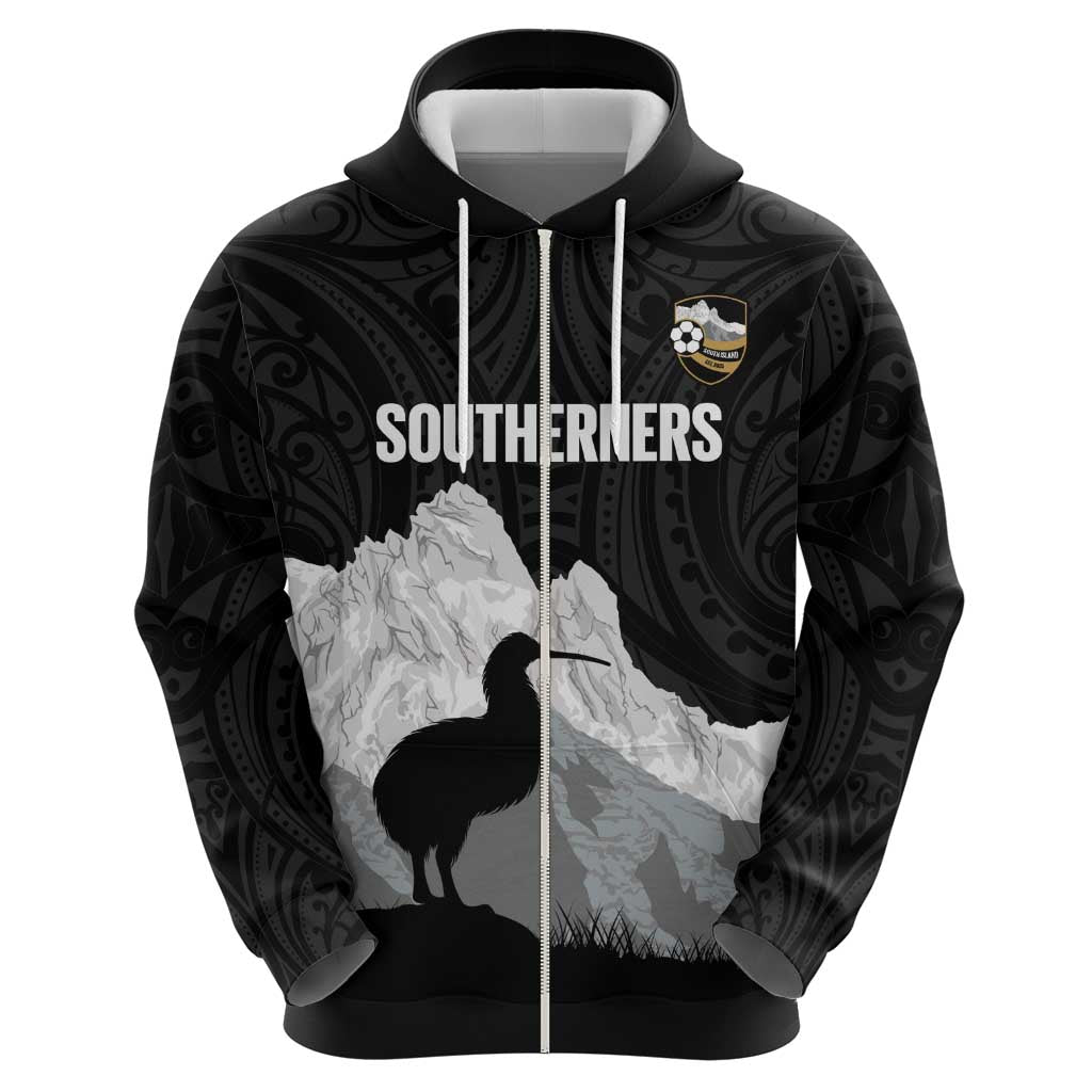 New Zealand South Island Football Custom Hoodie Aoraki Mount Cook With Kiwi Maori Pattern LT14 - Polynesian Pride