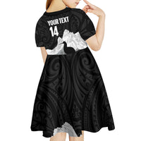 New Zealand South Island Football Custom Kid Short Sleeve Dress Aoraki Mount Cook With Kiwi Maori Pattern LT14 - Polynesian Pride