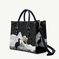 New Zealand South Island Football Custom Leather Bag Aoraki Mount Cook With Kiwi Maori Pattern