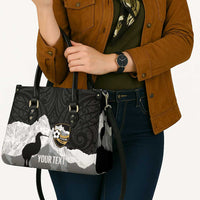 New Zealand South Island Football Custom Leather Bag Aoraki Mount Cook With Kiwi Maori Pattern