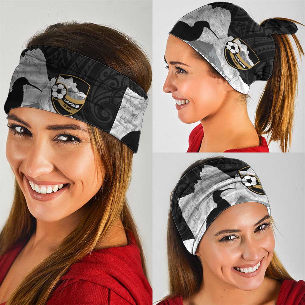 New Zealand South Island Football Custom Neck Gaiter Aoraki Mount Cook With Kiwi Maori Pattern LT14 - Polynesian Pride