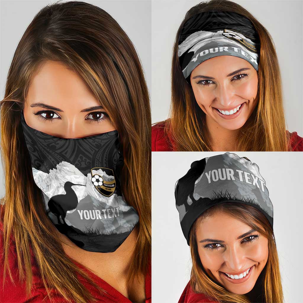 New Zealand South Island Football Custom Neck Gaiter Aoraki Mount Cook With Kiwi Maori Pattern LT14 - Polynesian Pride