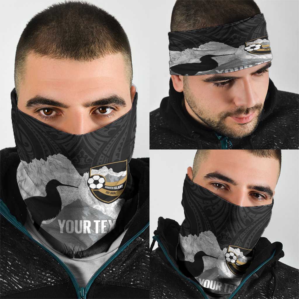 New Zealand South Island Football Custom Neck Gaiter Aoraki Mount Cook With Kiwi Maori Pattern LT14 - Polynesian Pride