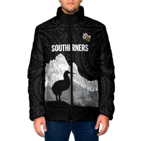 New Zealand South Island Football Custom Padded Jacket Aoraki Mount Cook With Kiwi Maori Pattern