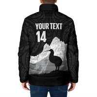 New Zealand South Island Football Custom Padded Jacket Aoraki Mount Cook With Kiwi Maori Pattern