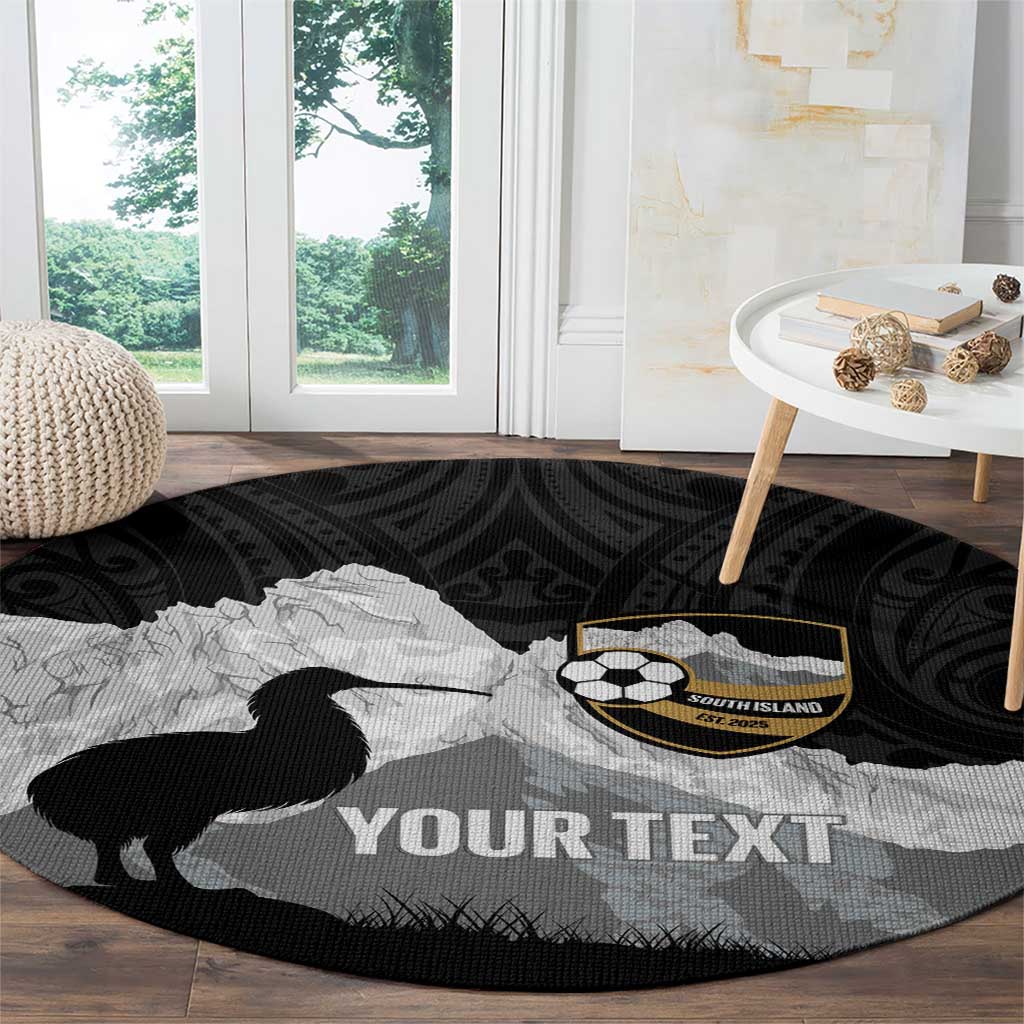 New Zealand South Island Football Custom Round Carpet Aoraki Mount Cook With Kiwi Maori Pattern