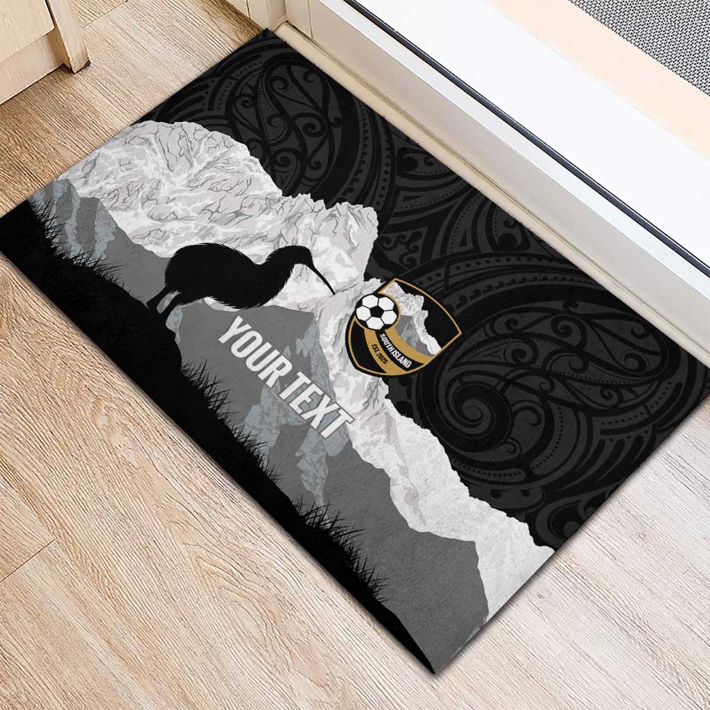 New Zealand South Island Football Custom Rubber Doormat Aoraki Mount Cook With Kiwi Maori Pattern