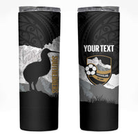New Zealand South Island Football Custom Skinny Tumbler Aoraki Mount Cook With Kiwi Maori Pattern LT14 Black - Polynesian Pride