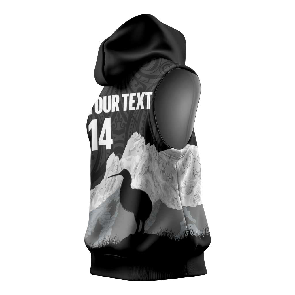 New Zealand South Island Football Custom Sleeveless Hoodie Aoraki Mount Cook With Kiwi Maori Pattern LT14 - Polynesian Pride