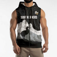 New Zealand South Island Football Custom Sleeveless Zip Hoodie Aoraki Mount Cook With Kiwi Maori Pattern LT14 - Polynesian Pride