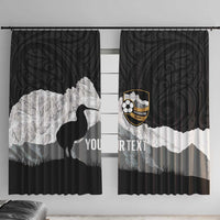New Zealand South Island Football Custom Window Curtain Aoraki Mount Cook With Kiwi Maori Pattern