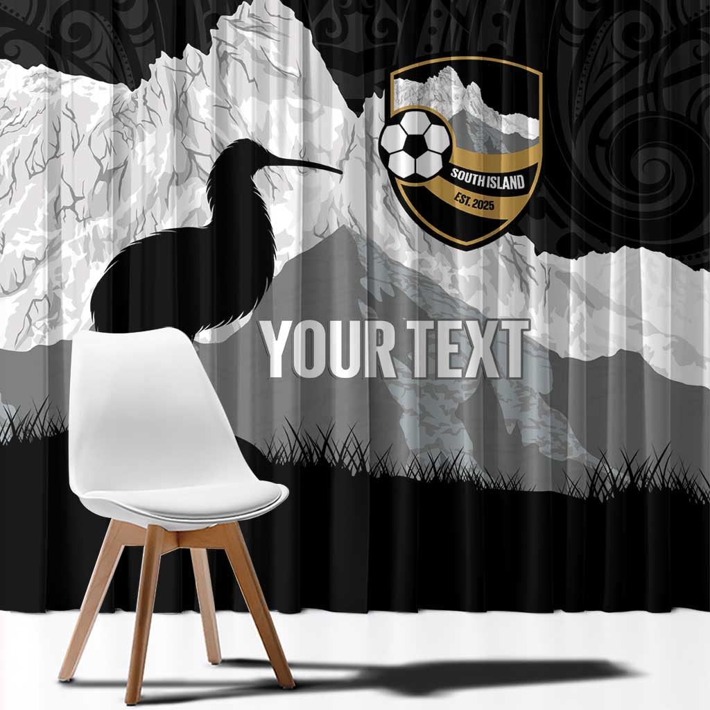 New Zealand South Island Football Custom Window Curtain Aoraki Mount Cook With Kiwi Maori Pattern