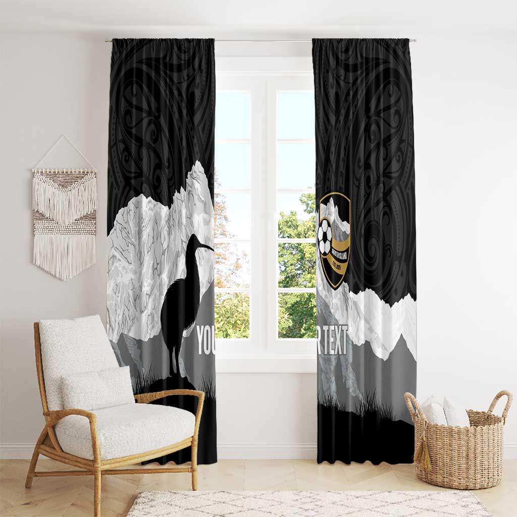 New Zealand South Island Football Custom Window Curtain Aoraki Mount Cook With Kiwi Maori Pattern