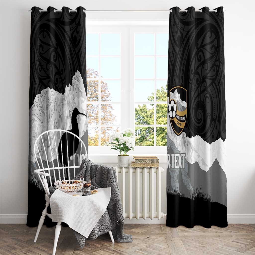 New Zealand South Island Football Custom Window Curtain Aoraki Mount Cook With Kiwi Maori Pattern