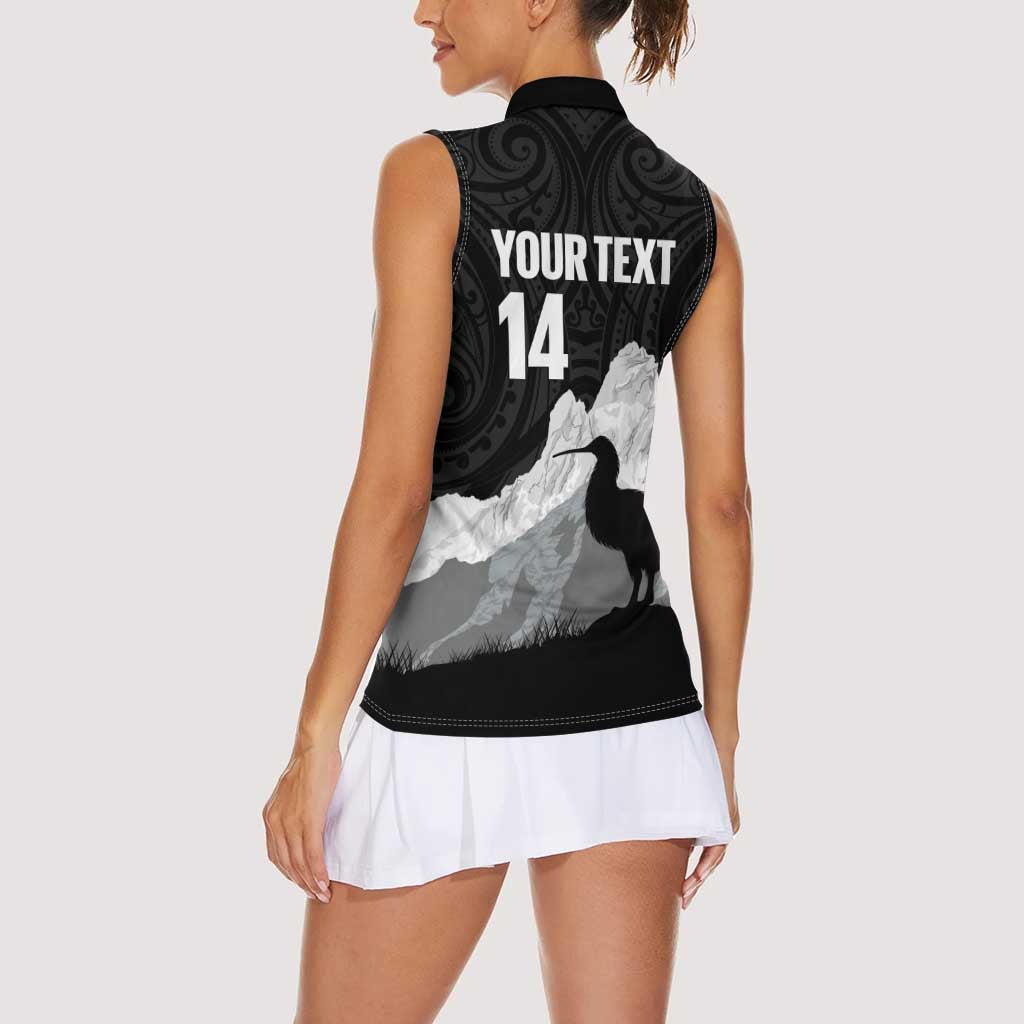 New Zealand South Island Football Custom Women Sleeveless Polo Shirt Aoraki Mount Cook With Kiwi Maori Pattern LT14 - Polynesian Pride