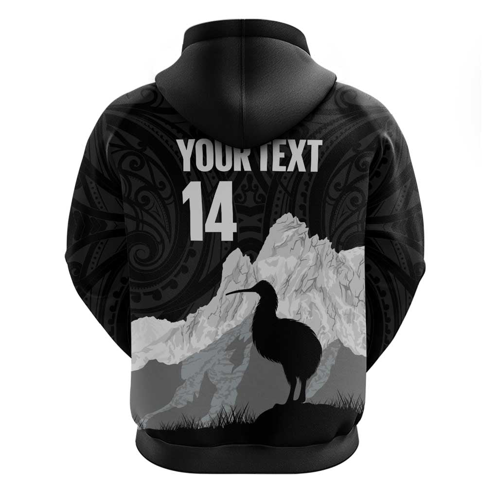 New Zealand South Island Football Custom Zip Hoodie Aoraki Mount Cook With Kiwi Maori Pattern LT14 - Polynesian Pride